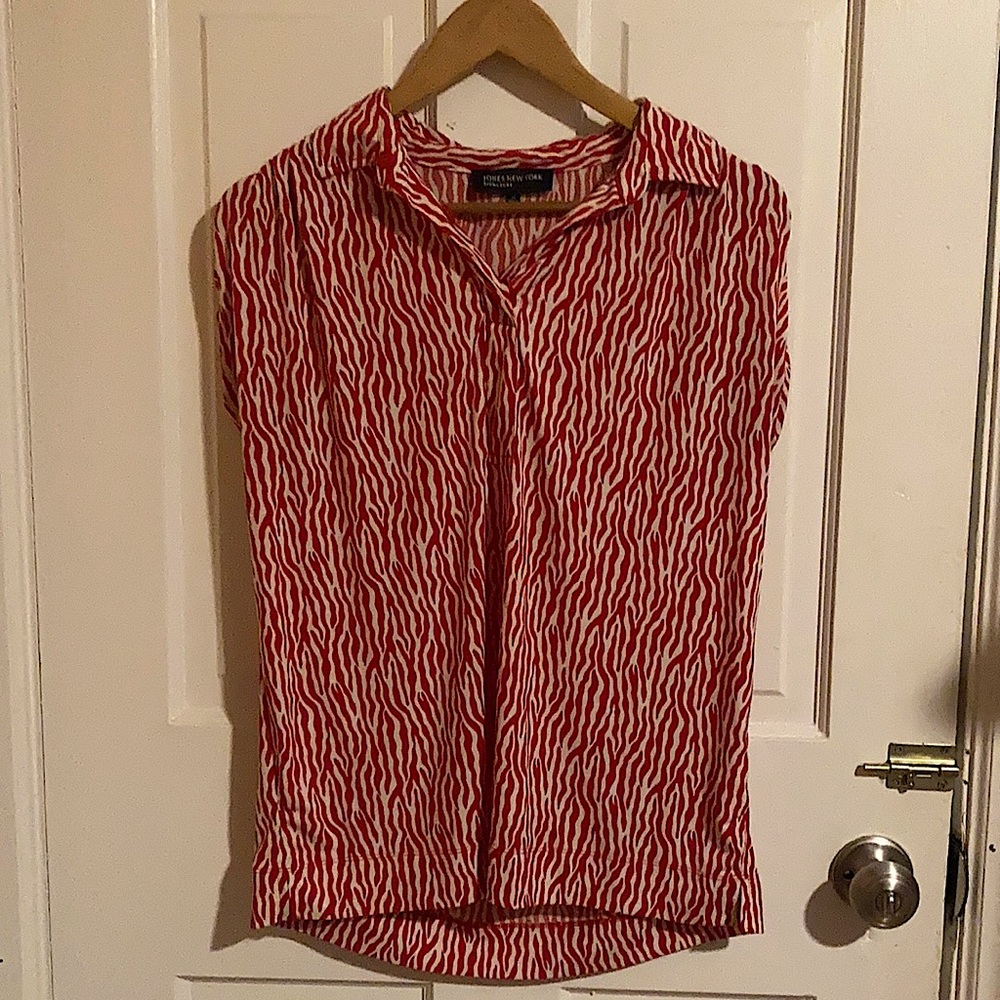 Red Zebra Retro Vintage NYJ signature blouse